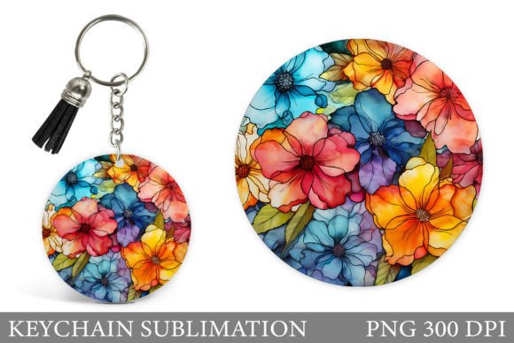 Download Colorful Flowers Keychain Sublimation - Colorful flowers Collection