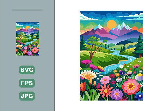 Download Colorful Flowers Landscape Background - Premium Bundle