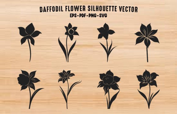 Download Daffodil Flower Silhouette Vector Set - Daffodil flower Collection