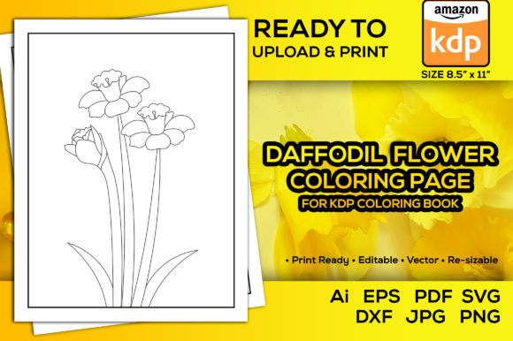 Download Daffodil Flower Coloring Pages Kdp Book - Daffodil flower Collection