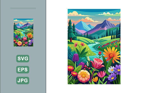 Download Colorful Flowers Landscape Background - Premium Resources
