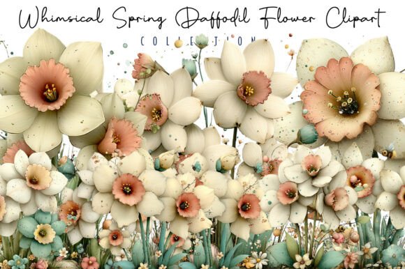 Download Whimsical Spring Daffodil Flower Clipart - Daffodil flower Collection