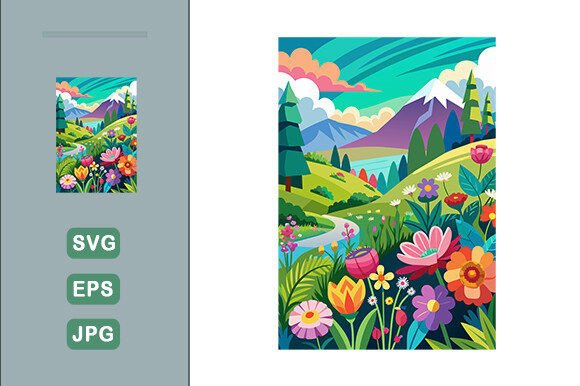 Download Colorful Flowers Landscape Background - Premium Resources